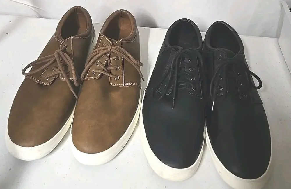 Goodfellow & Co Black Brown Rome Men's Comfort Lace-Up Sneakers Size 11 2 Pair